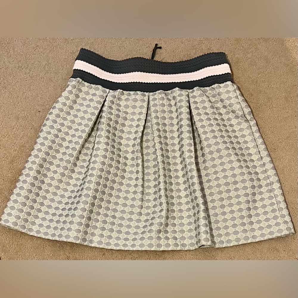 Maeve Black and White Pleated A-Line Mini Skirt